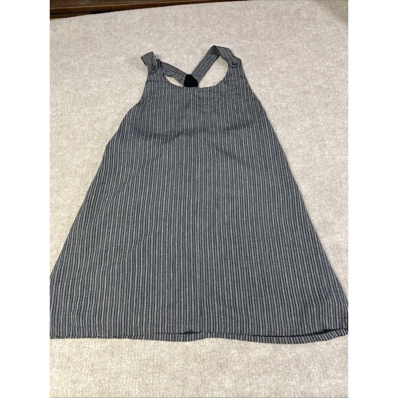 Vintage Ann Taylor Jumper Pinstripe Pinafore Mini Tank Dress Y2K 90s Size 14 - Picture 1 of 8